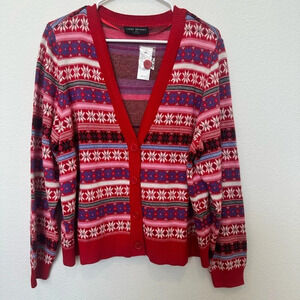 NWT Lane Bryant Button Up Christmas‎ Cardigan Snowflakes Size 18/20